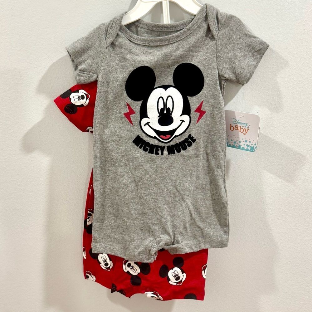 Disney Baby set of 2 Mickey Mouse rompers size 3/6M NWT